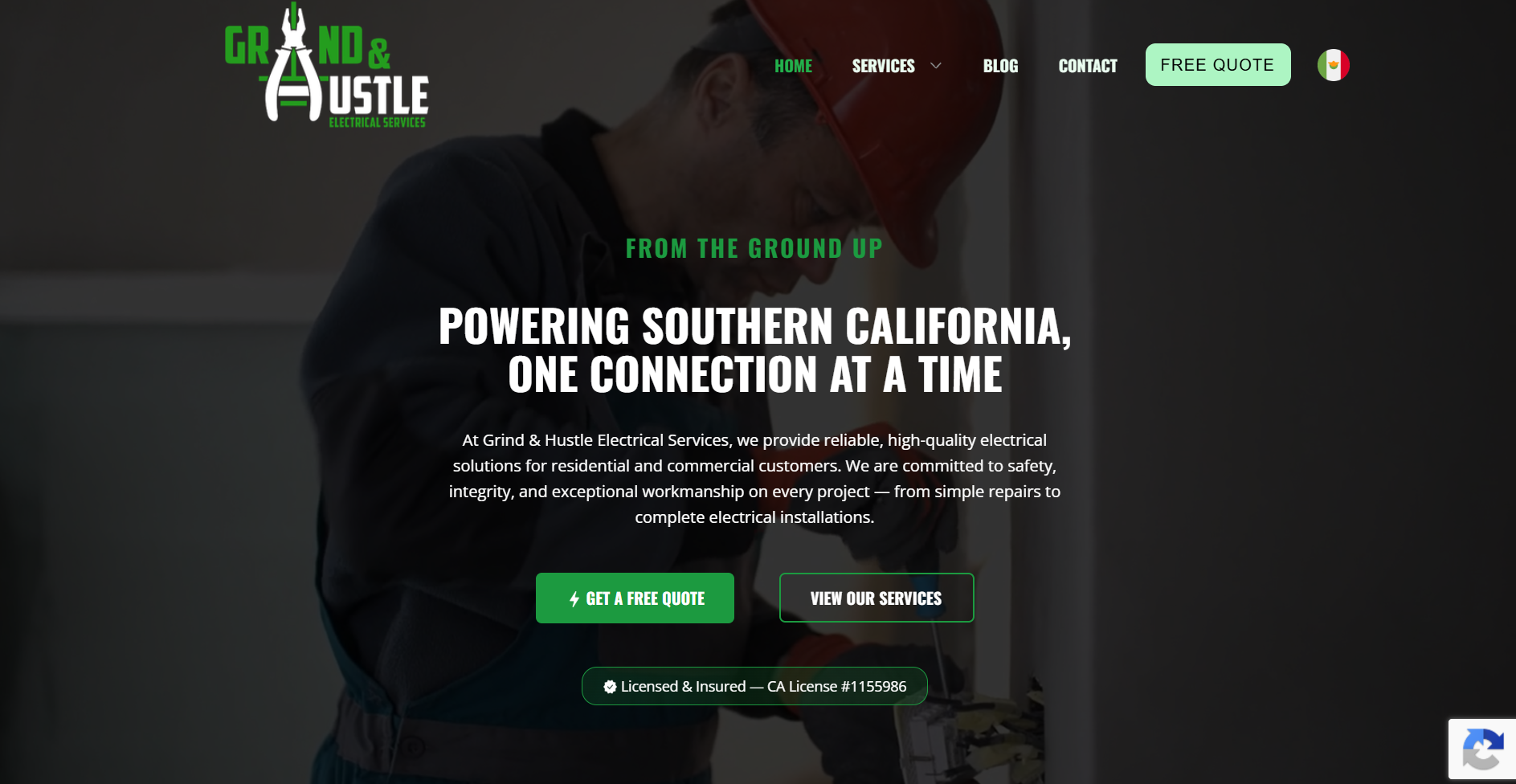 Preview screenshot: Grind and Hustle Electrical website
