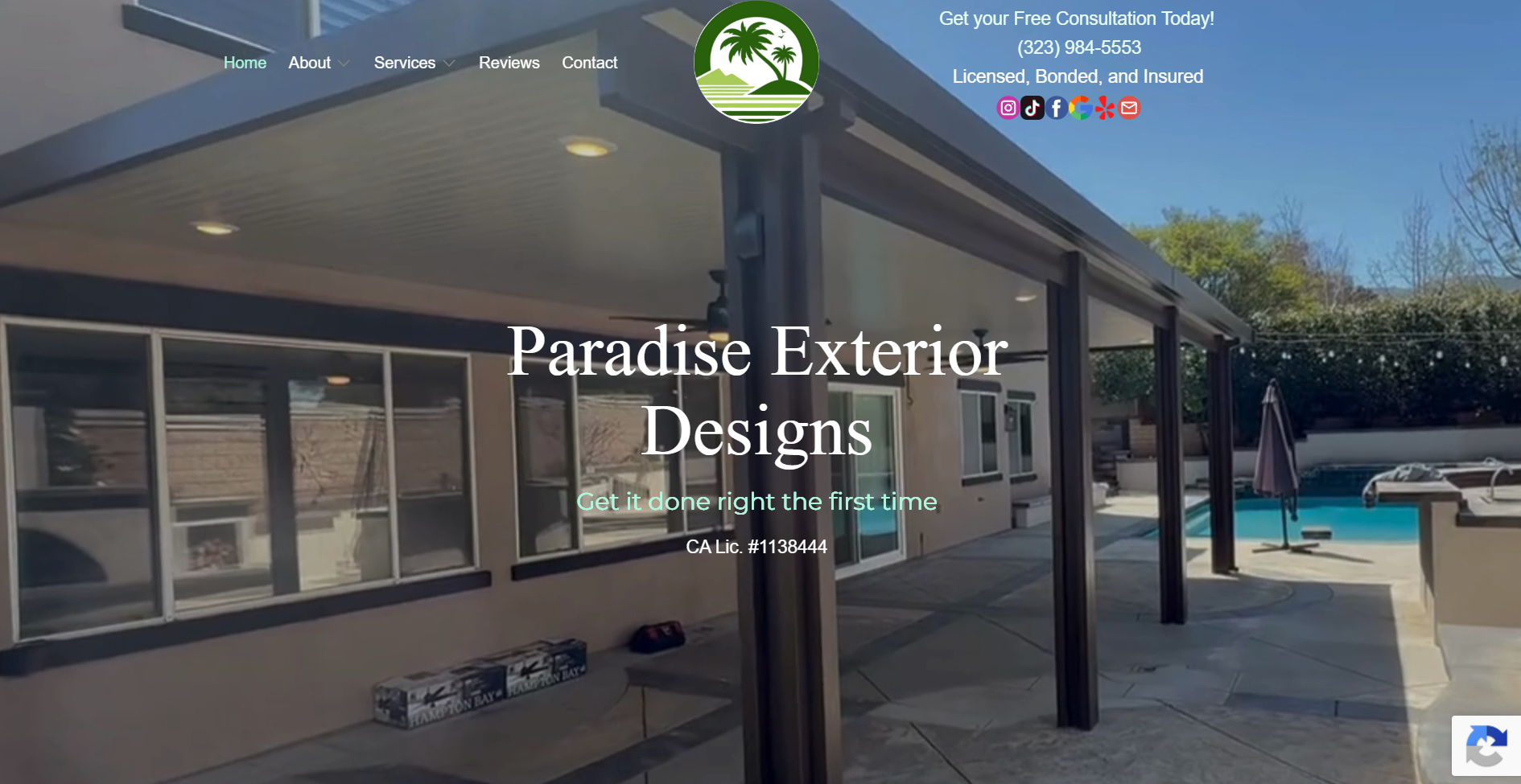 Preview screenshot: Paradise Exterior Designs website