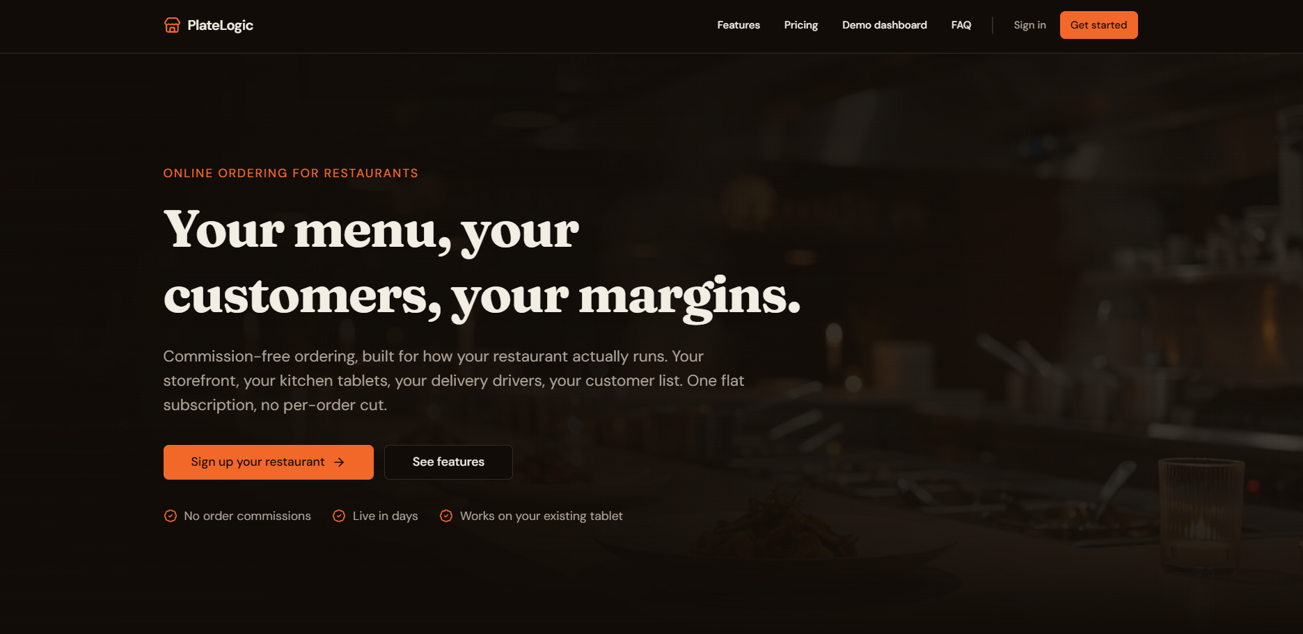 Live preview: Plate Logic restaurant management platform