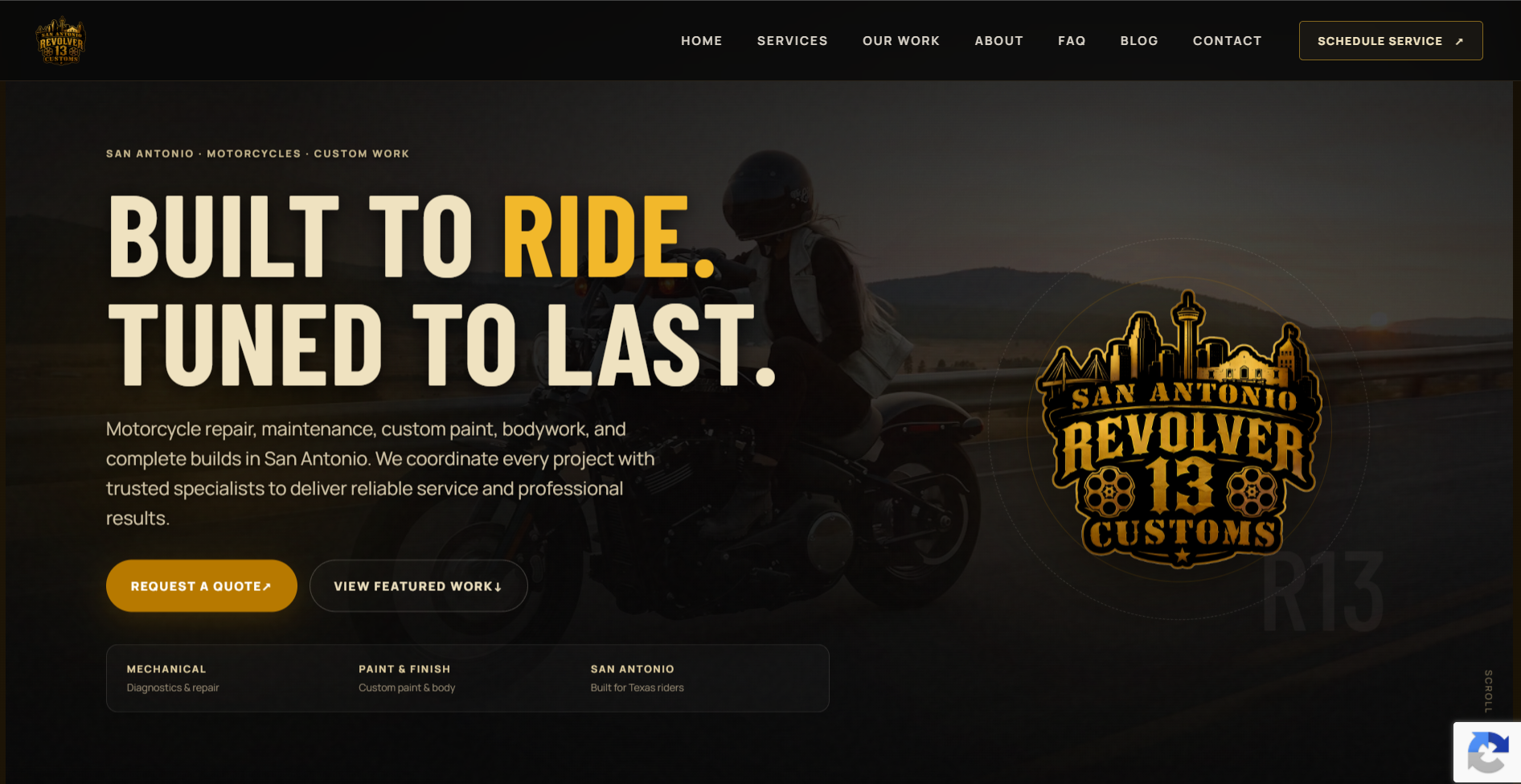 Preview screenshot: Revolver 13 Customs website