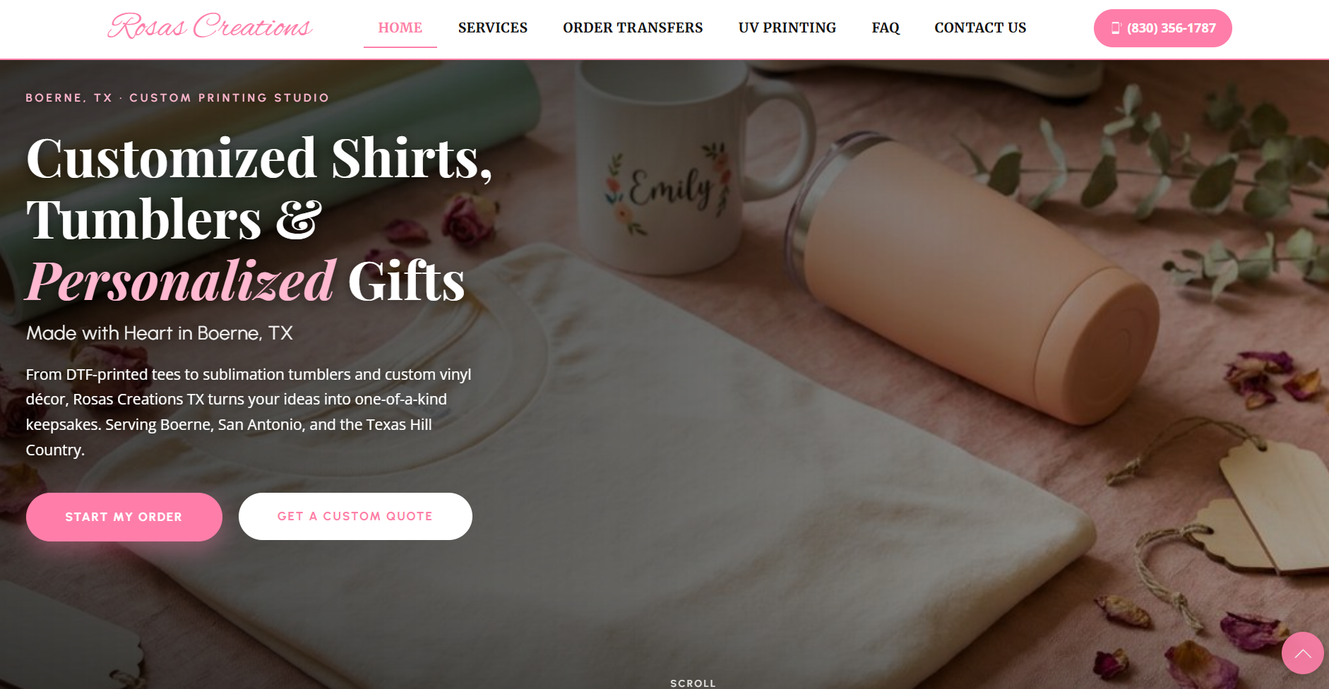 Preview screenshot: Rosas Creations TX website